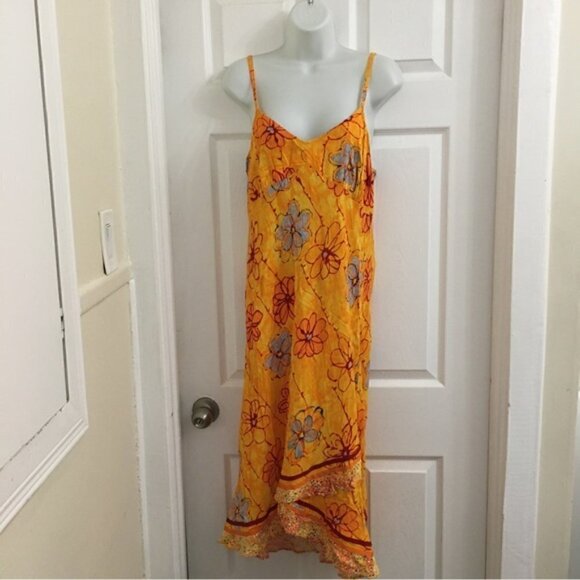 Vintage Jams World “Sun Grid” Sleeveless Floral Groovy Asymmetrical Sundress - Picture 3 of 10